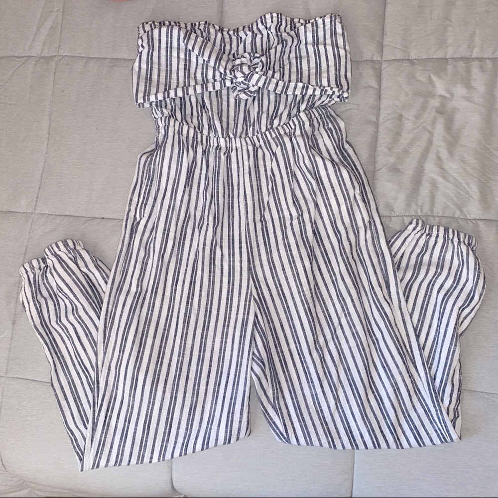 Stripped strapless Aerie jumpsuit, M